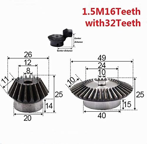 XMeifeits Industrial Gear 2pcs/lote 1: 2 engrenagem chanfrada 1.5 módulo 16 orifício de dentes 8mm+ 32 Dentes Hole 10mm 90