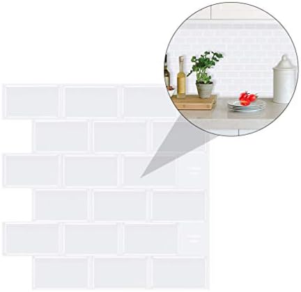Adesivos de parede de tijolos de cabilock Os painéis de parede 3D descascam e bastão papel de parede de tijolos brancos Efeito texturizado decoração de parede Decoração de parede branca para banheiro decoração da sala de estar da cozinha