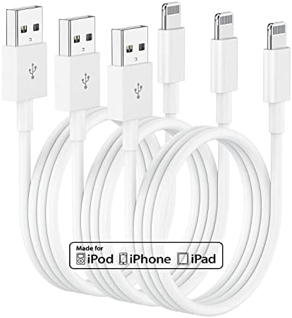 Carregador de 3pack de 10 pés de iPhone Long, [Certificado com MFI da Apple] cordão de carregador de maçã, um raio original de 10 pés para o cabo USB, cabo de carregamento para iPhone de 10 pés para iPhone 13 Pro/12 mini/11/xs/max/xr/8/7/6/6/6/6/6/6/12 5/SE iPad