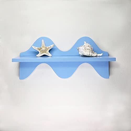 Pequenas prateleiras flutuantes para decoração de parede Cute Wavy Blue prateleira prateleiras decorativas exibem