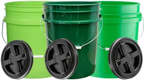 House Naturals Bucket de 5 galões de plástico com parafuso na tampa, recipientes de qualidade alimentar, feitos em