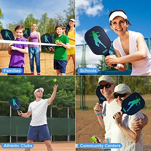 Puscha de pickleball de luminion conjunto de 2, pickleball com 4 bolas de pickleball e bolsa de transporte de fibra