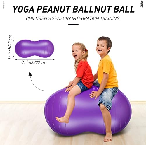 Lenwen 4 peças Bola de exercício grande 31 x 15 polegadas de amendoim bola de gravidez Bola de ioga física Bola de mão