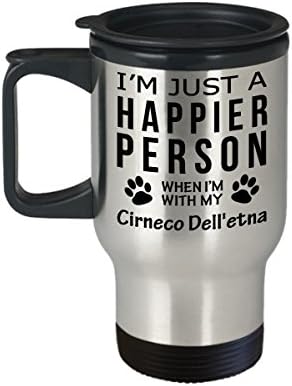 Amante de cães Viagem caneca de café - Pessoa mais feliz com Cirneco dell'etna -Pet Proprietário de resgate Gifts