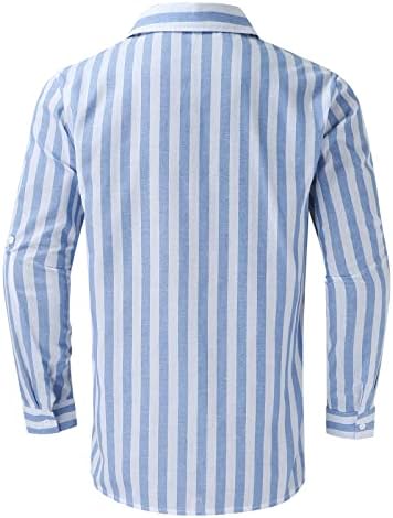Masculina moda casual listrado fivela de lapela de lapela de manga longa blusa de blusa de blusa casual camiseta