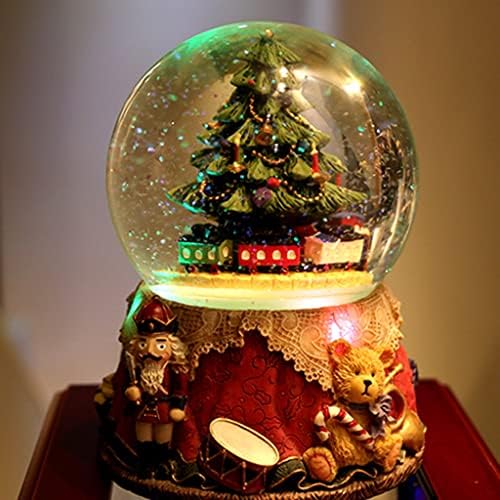 Liuzh Christmas Tree Dream Crystal Ball Caixa de música girando pequeno trem Octave Box Girls Christmas Birthday Gift