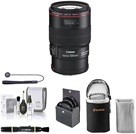 Canon EF 100mm f/2.8L Macro é lente USM, pacote com kit de filtro Prooptic de 67 mm, estojo de lente, limpador de lentes,