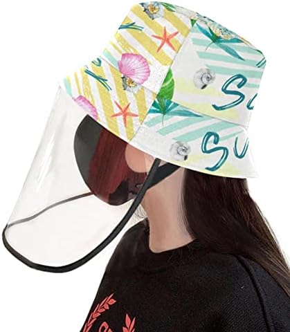 Chapéu de proteção para adultos com escudo facial, chapéu de pescador Anti Sun Cap, olá, verão tropical de abacaxi de abacaxi folha de folha