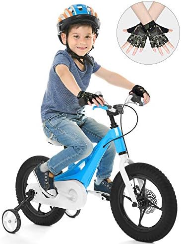 Satinior 4 pares crianças luvas de bicicleta de ciclismo luvas de bicicleta de dedos não deslizam luvas de patinação esportiva ao