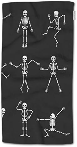 Designs de HGOD Esqueleto de toalha de mão, Funny Cartoon Dancing Skeleton Body Toalha de mão Melhor para banheiro