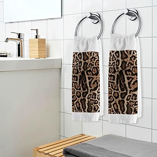 Alaza toalhas de mão panos, textura do padrão de leopardo Ultra macio e absorvente toalhas de ponta dos dedos
