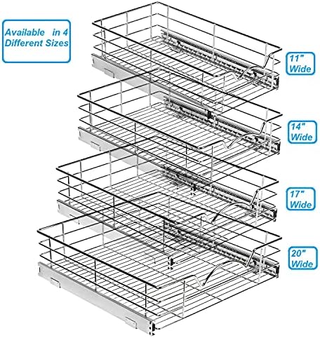 Holdn Storage Pull Organizadores de gabinete-5 ”de altura Puxe as gavetas para armários de cozinha-Devery de serviço de 5 anos de garantia limitada-tamanho da cesta 11 W x 21 D x 5 H.
