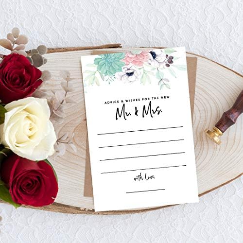 Andaz Press Flores selvagens Conselhos de casamento e desejos de cartões de livro de convidados para noiva e noivo, cartões
