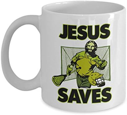 Jesus, o goleiro de lacrosse, salva a copo de caneca para café e chá para um treinador de lacrosse cristão ou um pai do jogador
