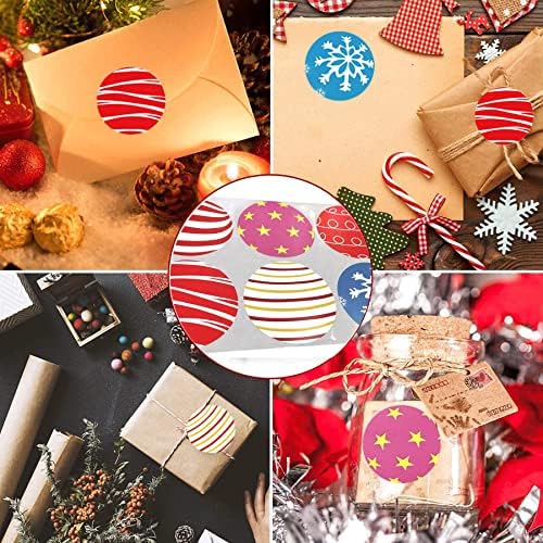 Adesivos de ornamento de feliz natal de 2,5 polegadas de Natal selos de envelopes de bola 6 designs de férias de natal rótulos presentes