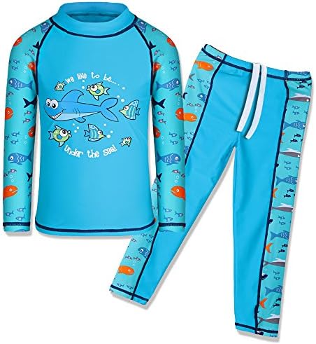 TFJH E CRIANÇAS MENINOS MAIXO UPF 50+ UV SUN PROTEÇÃO 2PCS Fish Swimwear