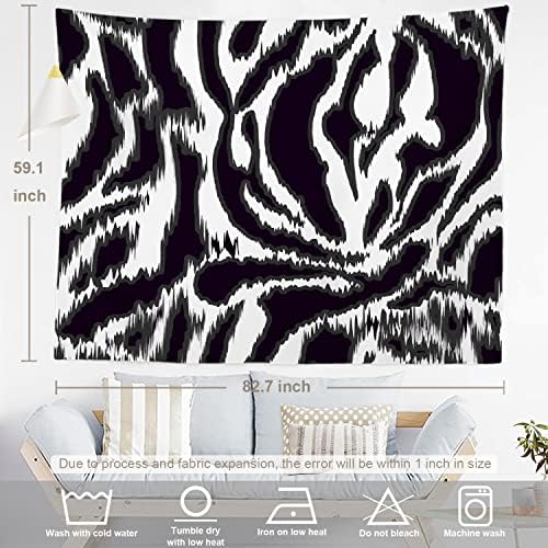 Baonews Tiger Abstract Animal Animal Tapestry, Black Zebra Skin Stripes Moda grande parede pendurada Polyester Toeloths Tapestry Room da sala do quarto Domort 59,1 x 82,7 polegadas