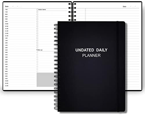 Notebook para planejador diário sem data do A4- Planejador diário de produtividade com horários horários, itens de ação e