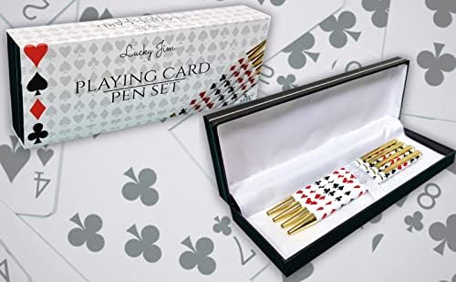 JYW - Lucky Jim Configurar quatro canetas de ponte / poker / jogador + 4 recargas + caixa de presente