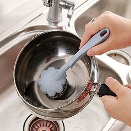 Escova mruyh com alça de arame de arame de arame lavar louça de lavagem de panela cozinha casa cozinha longa maçaneta de