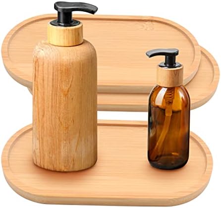 Bandejas de bambu de 3 pacote para banheiros de shampoo Dispensador de chuveiro Acessórios para bancada bandeja Bandejas