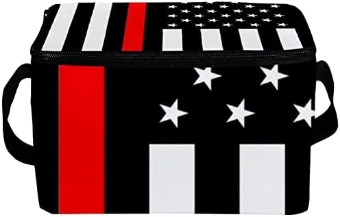 Lunchagem Guerotkr para homens, lancheira isolada, lancheira para adultos, bandeira americana Black White Pattern