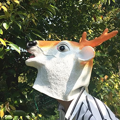 PretyZoom Ser de 3 Sika Deer Halloween Head Halloween Animal Assombrado Casa Props Halloween Animal Realista Adulto Sika