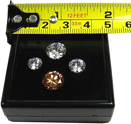 3 PCs de 5x5 cm Caixa de exibição de vidro superior preto de gemia de diamante cz moeda de moedas de pedra