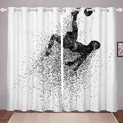 Cortina de futebol painéis meninos Janela de futebol cortinas grunge tie tinture cortinas de janela para crianças meninas adolescentes