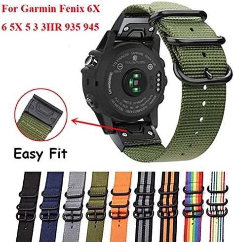 Coeepmg 22 26mm de nylon de 26mm de nylon tira de banda de vigilância para Garmin Fenix ​​6x 6 Pro Smart Watch Easy Fit Band