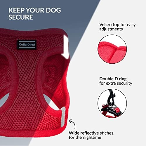 Collardet Step -in Reflexive Dog Arnness - Qualquer malha de ar meteorológica para cães pequenos e médios fáceis de