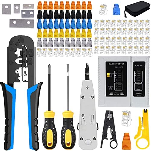 Kit de ferramentas de crimpagem de leatbuy RJ45 conjunto de ferramentas de crimpagem Cat5 LAN Testador de cabos Ethernet Crimper