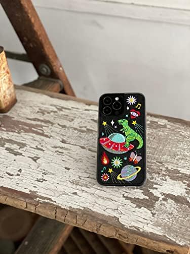 Capa de telefone cósmica de gravidade zero para iPhone 14 e 14 Pro - Caixa de telefone transparente com design bordado, estojo de proteção