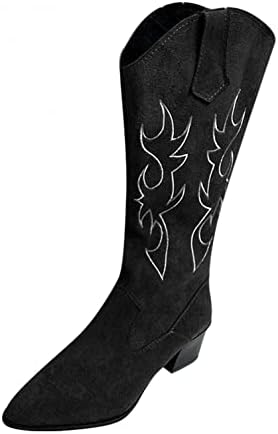 Teprec Womens Cowgirl Boots Women Western Cowboy Boots Mid Calf Cowgirl Boot Boots Sapatos de Inverno Crescedor Botas Cowboy