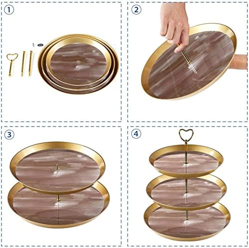 Padrão Abstact Stand de cupcake de três camadas, suporte de bolo, suporte de sobremesa em camadas, pratos redondos