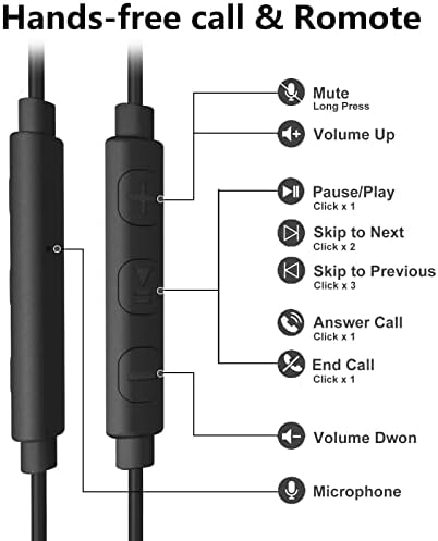 Moxking Joymiso, 3,5 mm 12 pés de comprimento, fones de ouvido e pacote de fones de ouvido USB de 6,5 pés, construídos com