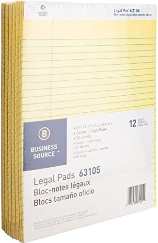 Business Source Microperated Legal decidiu almofadas, papel canário, 8-1/2 x11-3/4-pacote de 12
