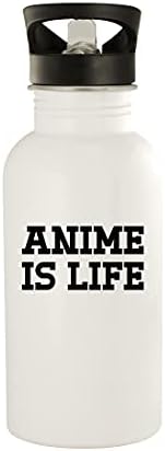Anime de presentes Knick Knack é vida - 20 onças de aço inoxidável garrafa de água ao ar livre, branco