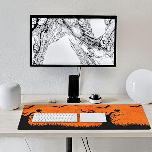 Orange Halloween Party Printing Mouse Pad 16x35.5 em Base de borracha de Rouslip de Mouse de Mouse de Jogo Extended