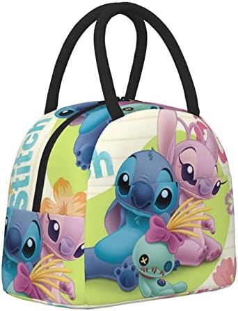 Lancheira portátil de anime de desenho animado fofo, lancheira reutilizável isolada para homens, bolsa de almoço isolada com bolso