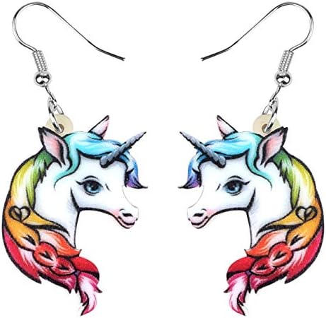 BONSNY ACRYLIC Drop Dangle Sweet Unicorn Brincos Jóias de Cavalo para Mulheres Garotas Bons Presente Belo Presente