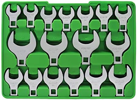 GRIP 17 PC METRIC JUMBO CROWFOOT CONJUNTO - Os tamanhos variam de 20 a 46 mm - bandeja de armazenamento de molde de sopro - aço