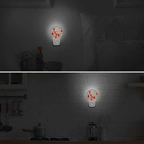 DXTKWL RED POPPY FLOR ROUNTES LUZES NOTIVAS 2, PLUGA DE TEXTURA DE MADEIRA LED LED LIMPO AUTO