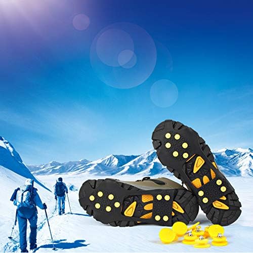 Gradagens de gelo eonpow, gelo e neve apertos de calça sobre sapatos/botas de tração de botão de borracha de borracha Anti Slip