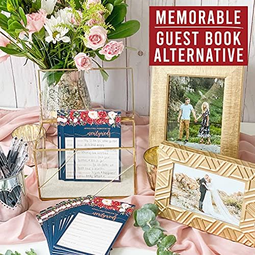 50 cartões de conselhos de casamento floral para noiva e noivo, livro de convidados de casamento alternativo, conselhos e desejos