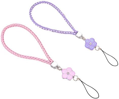 Pulabo Nice Design2x pulseira de mão de pulseira de corda de flores para celular para celular, unidade flash USB, mp3, mp4 rosa e roxo