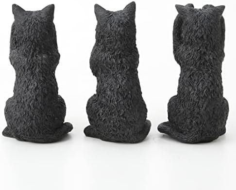 Projeto Veronese 4 polegadas Kittens Black Hear Speak See No Evil Resin Figure Miniatura