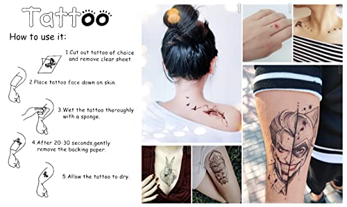 Dragon Peony Roses Tattoos estilo moda tatuagem temporária à prova d'água para homens Mulheres Design Decorações do corpo Pescoço do