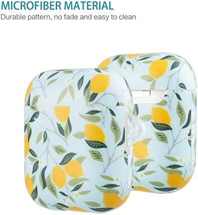 Lokigo Lemon AirPods Case Protetive Cover Compatível com Apple AirPods 2 e 1 Frutas Kits Hard Case com Kichain/Strap/Earhooks/Watch