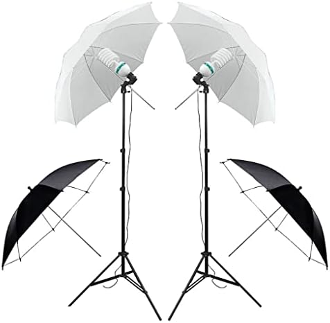 Wetyg Studio Umbrella Foto Iluminação Kit de cenário + 4 cenários + 2 guarda -chuvas + 2 * 135 w lâmpadas + refletor